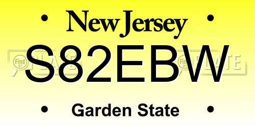 S82EBW New Jersey License Plate