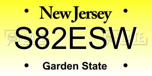 S82ESW New Jersey License Plate