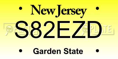 S82EZD New Jersey License Plate