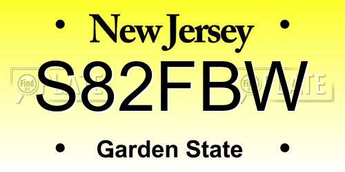 S82FBW New Jersey License Plate