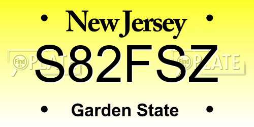S82FSZ New Jersey License Plate