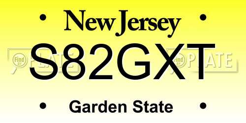 S82GXT New Jersey License Plate