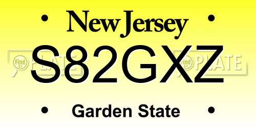S82GXZ New Jersey License Plate