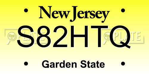 S82HTQ New Jersey License Plate