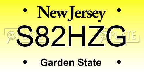 S82HZG New Jersey License Plate