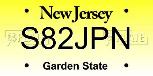 S82JPN New Jersey License Plate