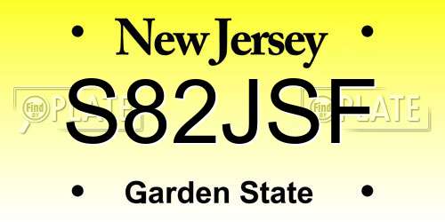 S82JSF New Jersey License Plate