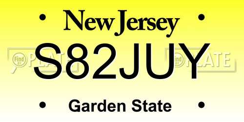 S82JUY New Jersey License Plate