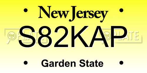 S82KAP New Jersey License Plate