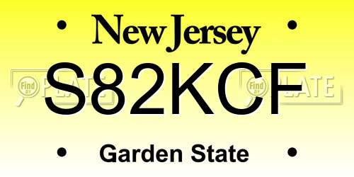 S82KCF New Jersey License Plate