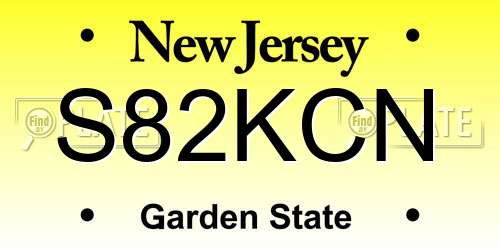S82KCN New Jersey License Plate