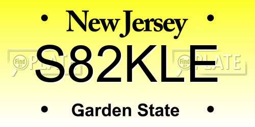 S82KLE New Jersey License Plate