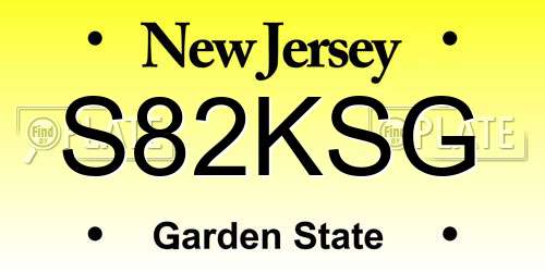 S82KSG New Jersey License Plate