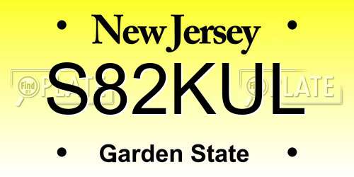 S82KUL New Jersey License Plate
