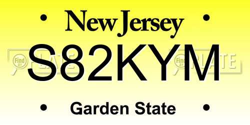 S82KYM New Jersey License Plate