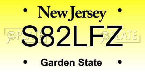 S82LFZ New Jersey License Plate
