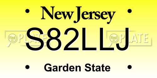 S82LLJ New Jersey License Plate