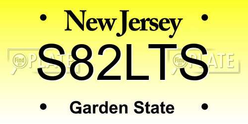S82LTS New Jersey License Plate