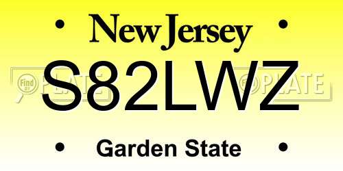S82LWZ New Jersey License Plate
