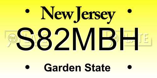 S82MBH New Jersey License Plate
