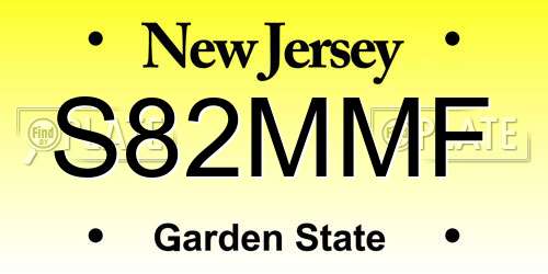 S82MMF New Jersey License Plate