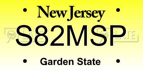 S82MSP New Jersey License Plate