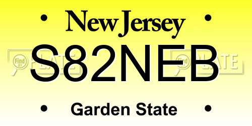 S82NEB New Jersey License Plate