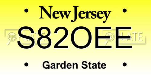 S82OEE New Jersey License Plate