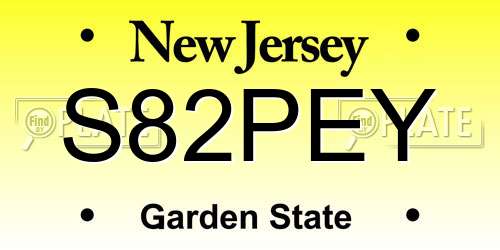 S82PEY New Jersey License Plate