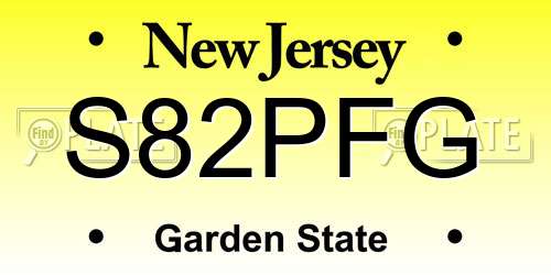 S82PFG New Jersey License Plate