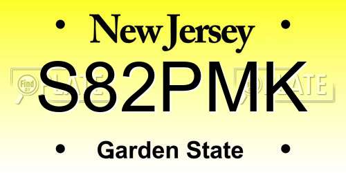 S82PMK New Jersey License Plate