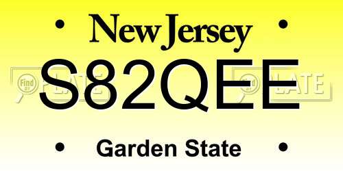 S82QEE New Jersey License Plate