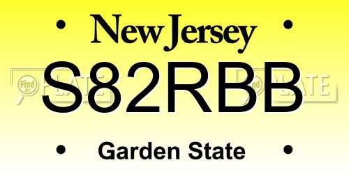 S82RBB New Jersey License Plate