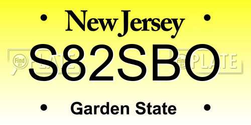 S82SBO New Jersey License Plate