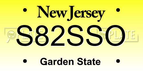 S82SSO New Jersey License Plate