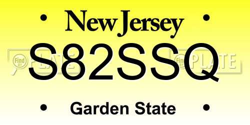 S82SSQ New Jersey License Plate