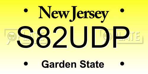 S82UDP New Jersey License Plate