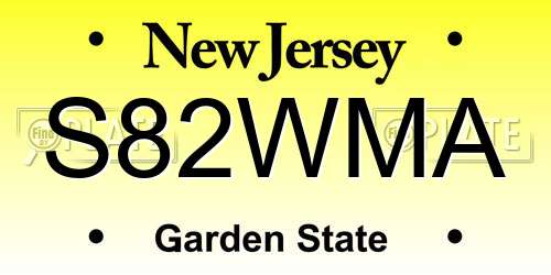 S82WMA New Jersey License Plate