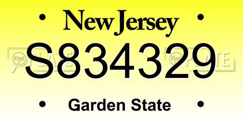 S834329 New Jersey License Plate