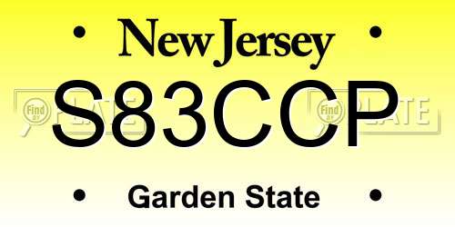 S83CCP New Jersey License Plate