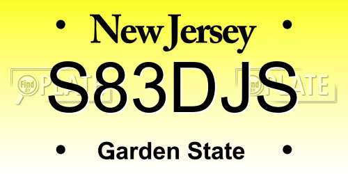S83DJS New Jersey License Plate