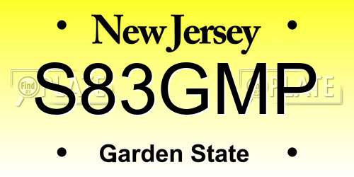 S83GMP New Jersey License Plate
