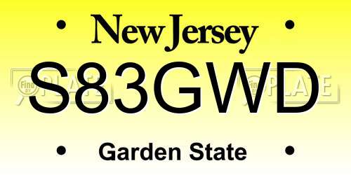 S83GWD New Jersey License Plate