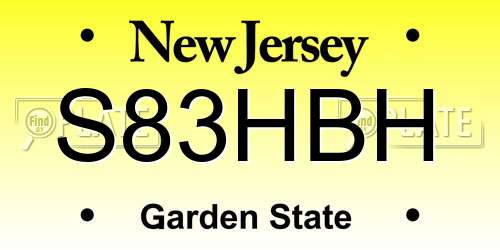 S83HBH New Jersey License Plate