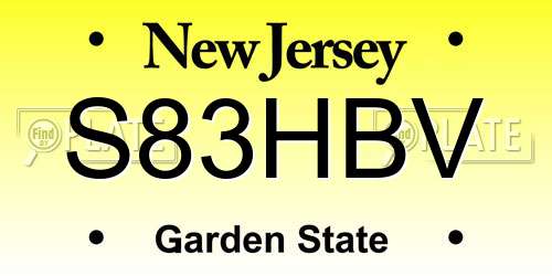 S83HBV New Jersey License Plate