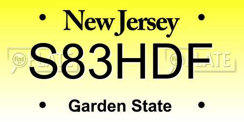 S83HDF New Jersey License Plate