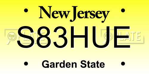 S83HUE New Jersey License Plate