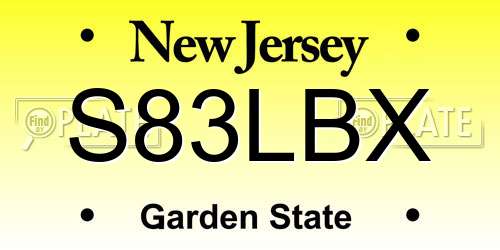 S83LBX New Jersey License Plate