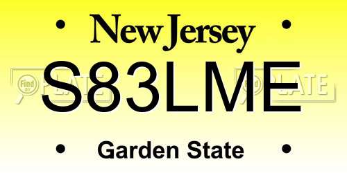 S83LME New Jersey License Plate