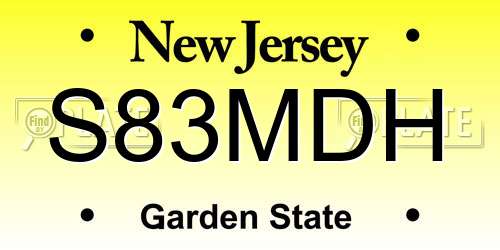 S83MDH New Jersey License Plate
